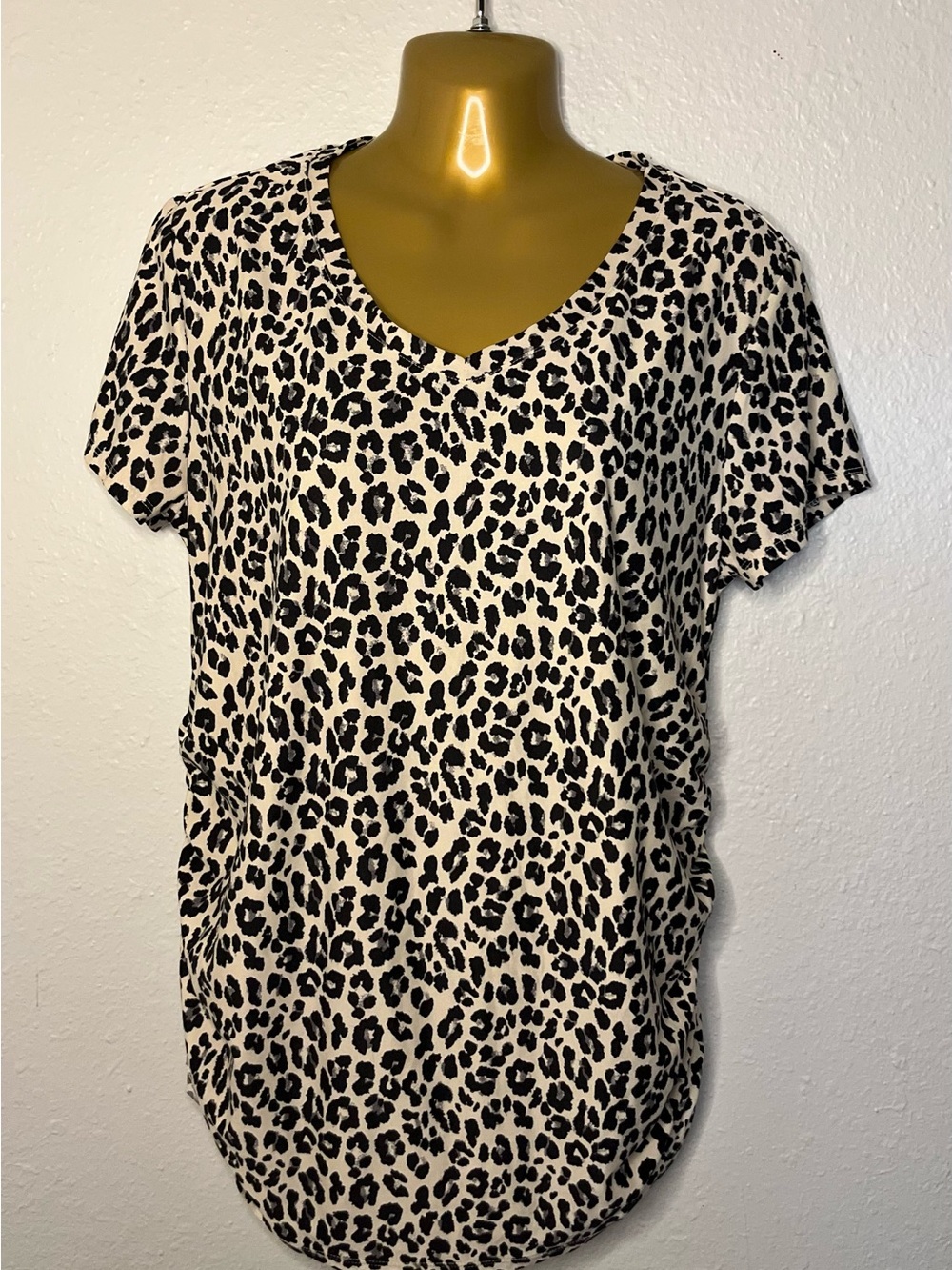 Leopard Print Maternity Shirt with Ruched sides